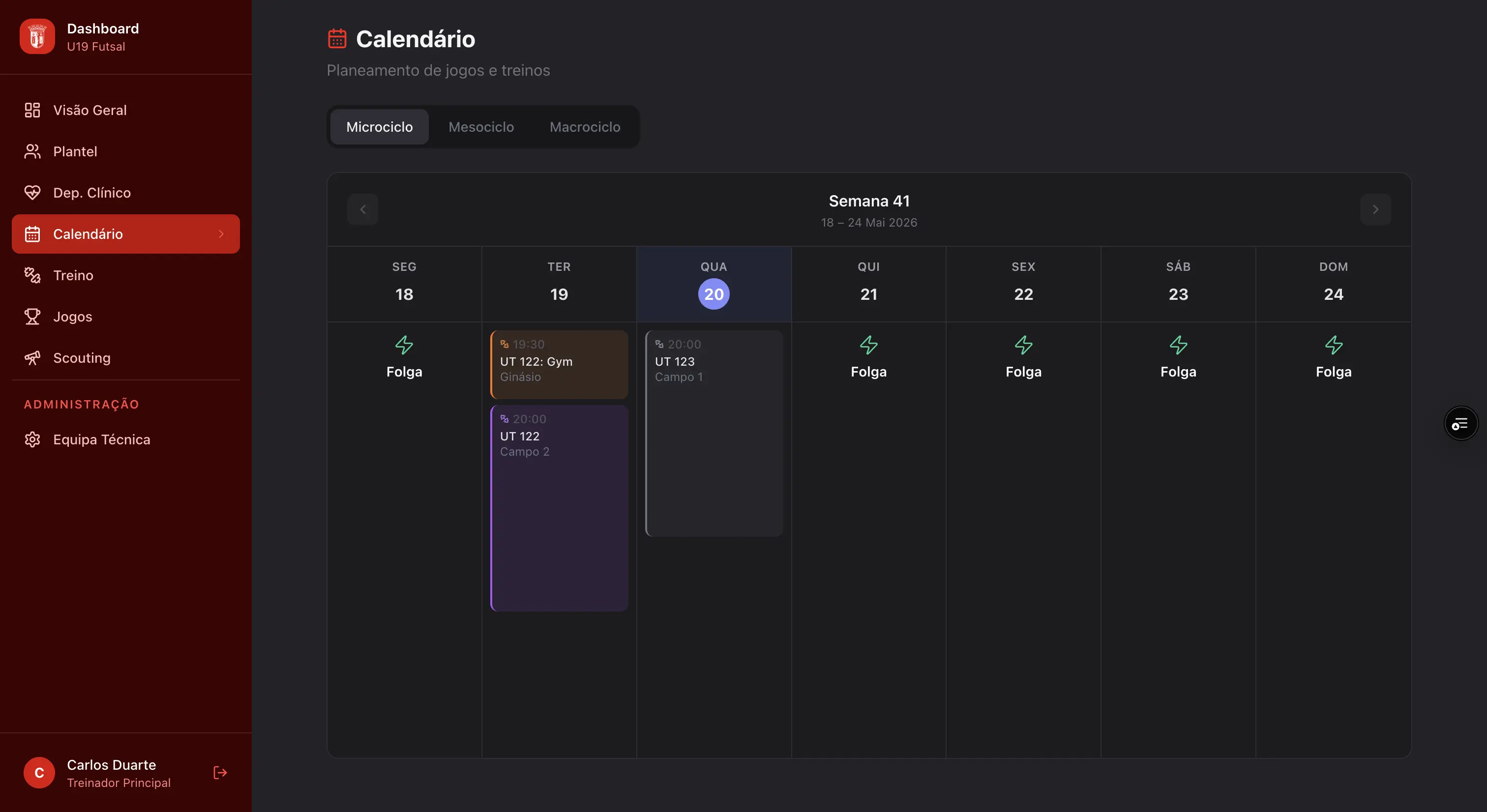 TáticaOS — Calendário