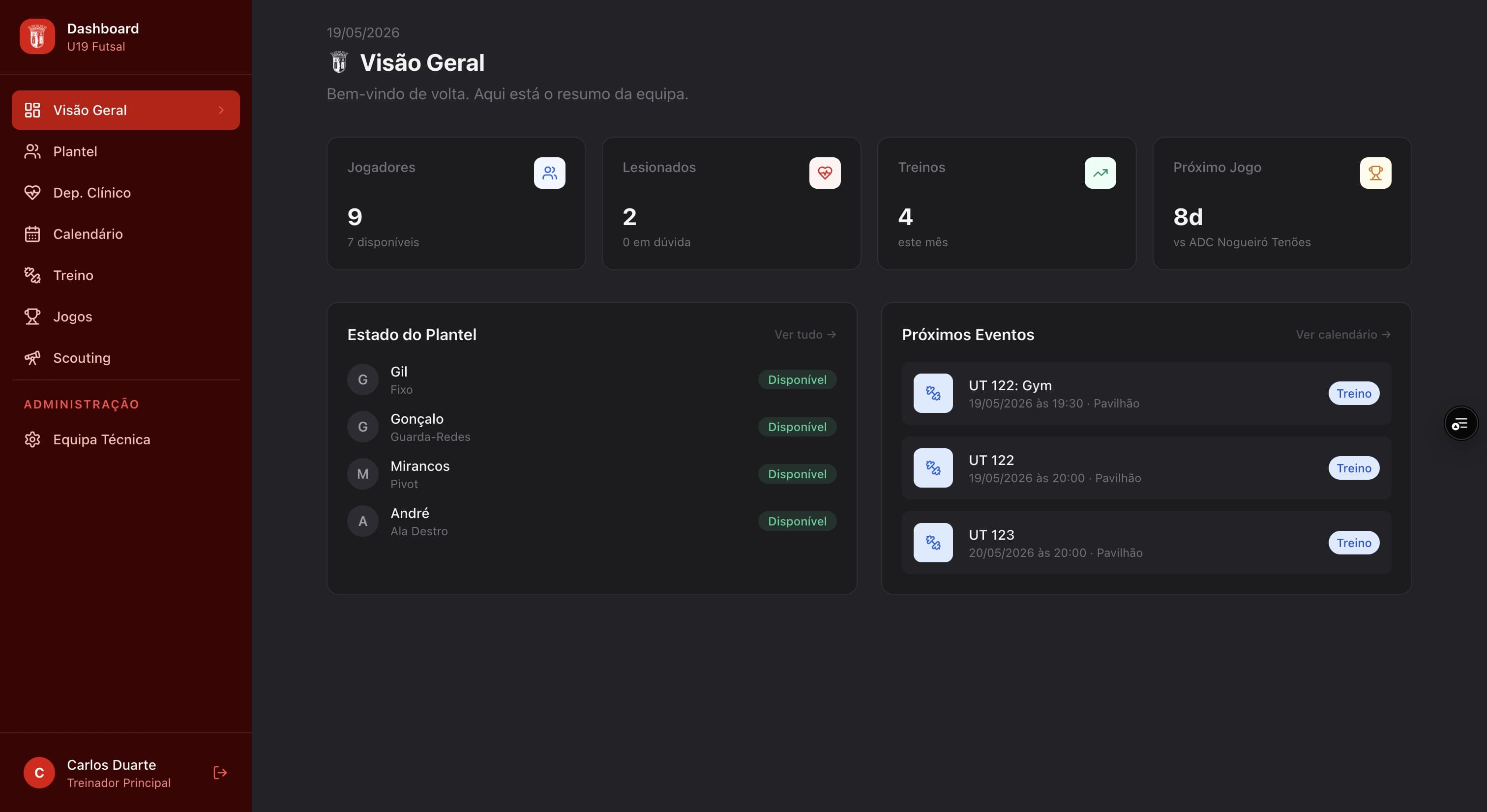 TáticaOS dashboard